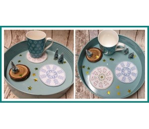 Stickserie ITH - Untersetzer Weihnachten Mandalas